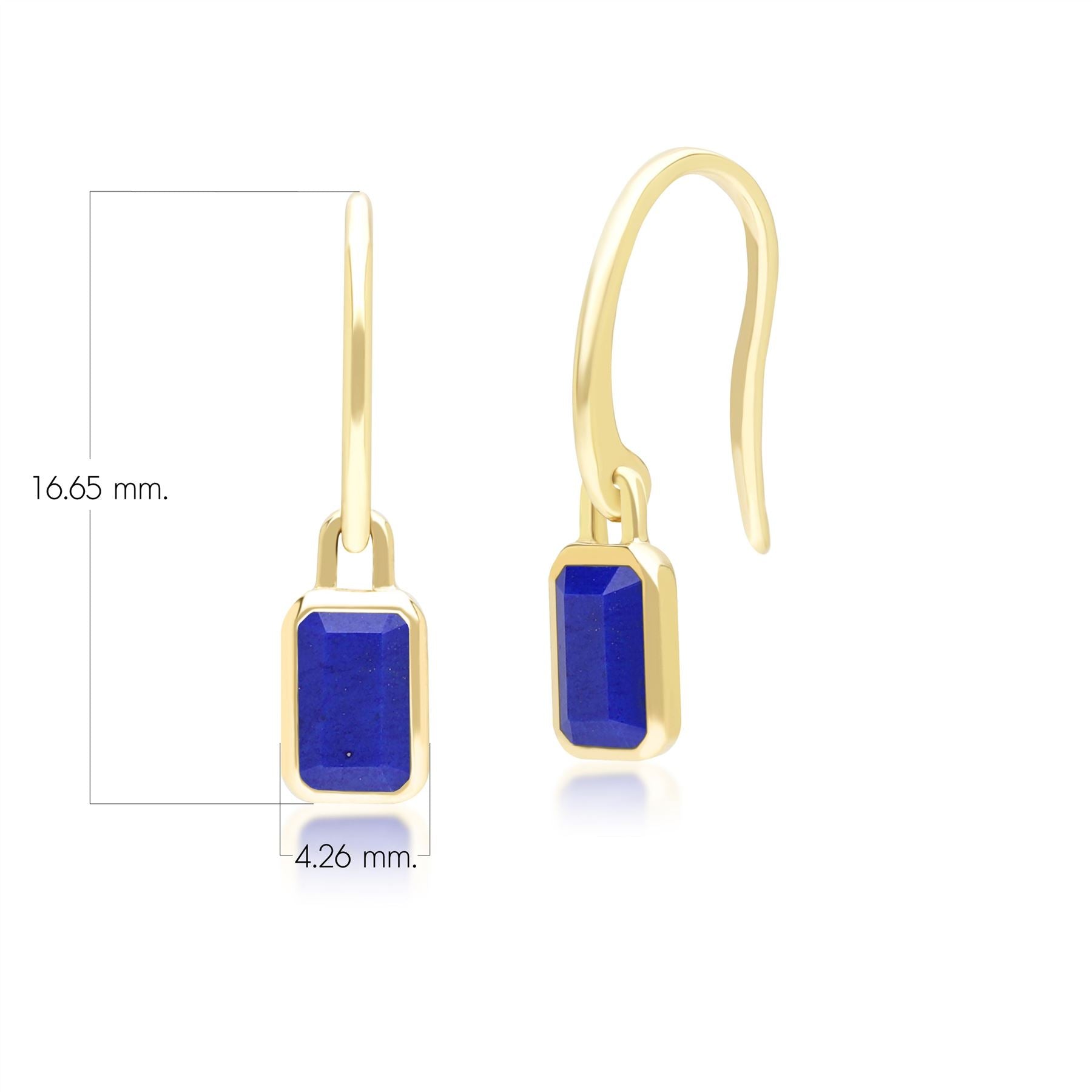 Klassische Baguette-Lapislazuli-Tropfenohrringe in 9 Karat Gelbgold