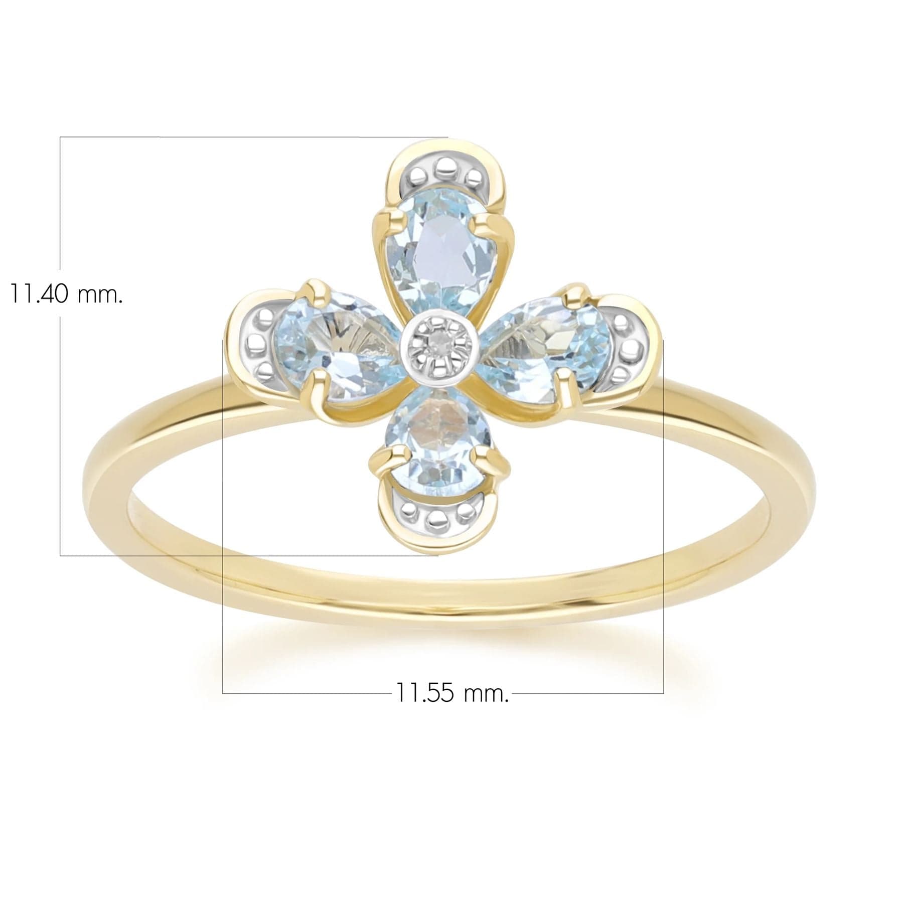 Blumen-Topas- und Diamantring aus 9 Karat Gelbgold