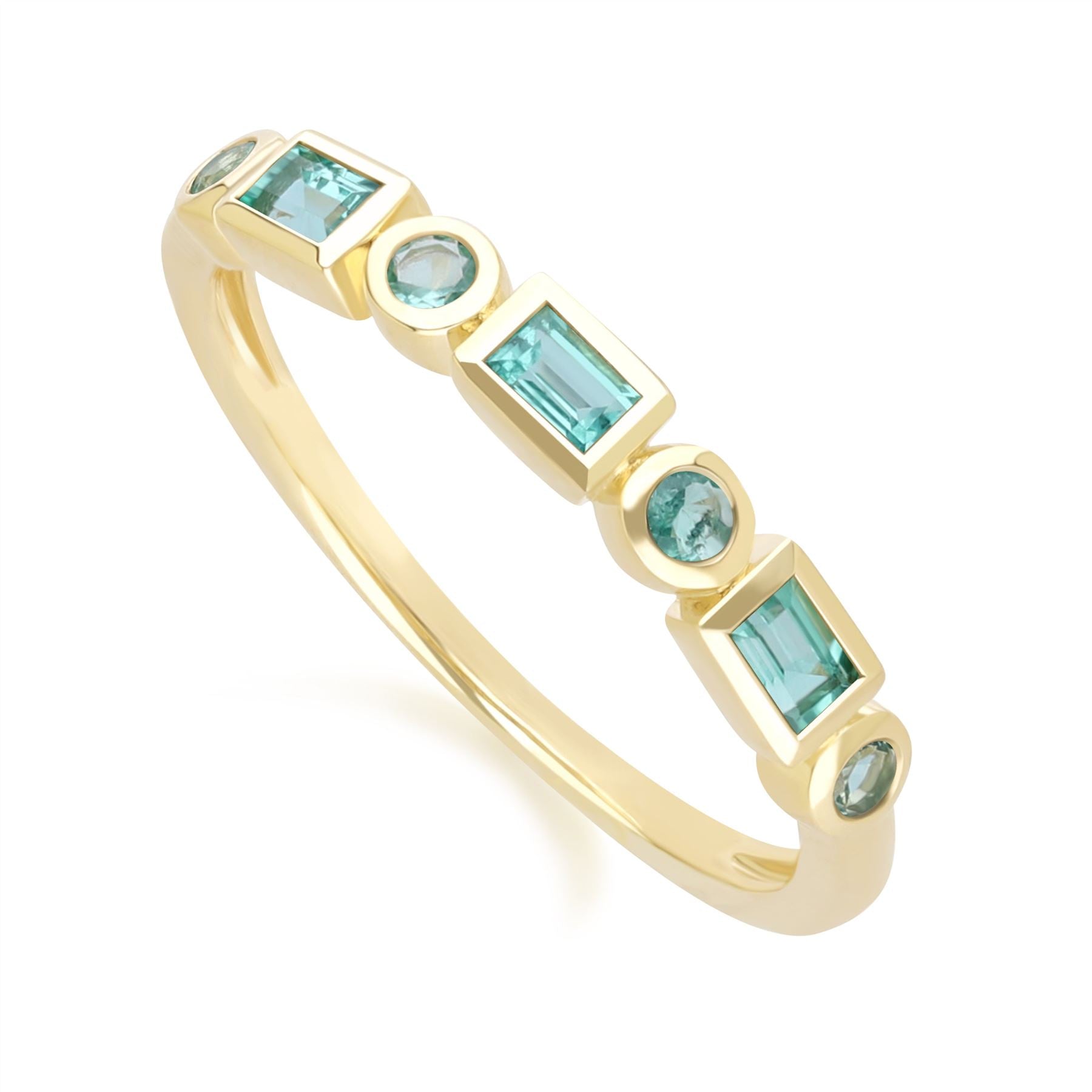 Klassischer Smaragd-Eternity-Ring aus 9 Karat Gelbgold