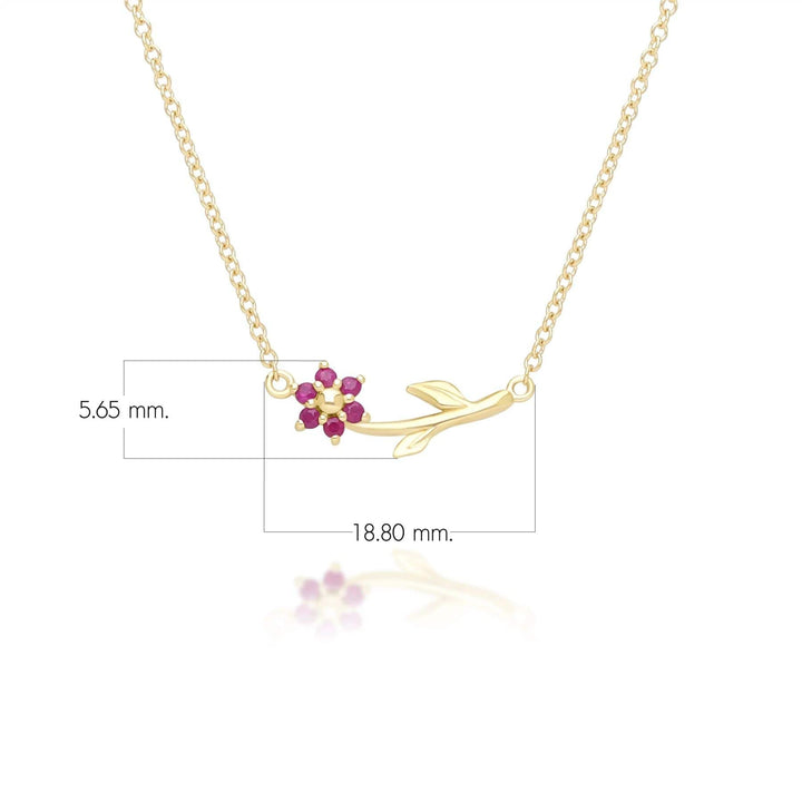 Floral Vine Ruby Necklace in 9ct Yellow Gold