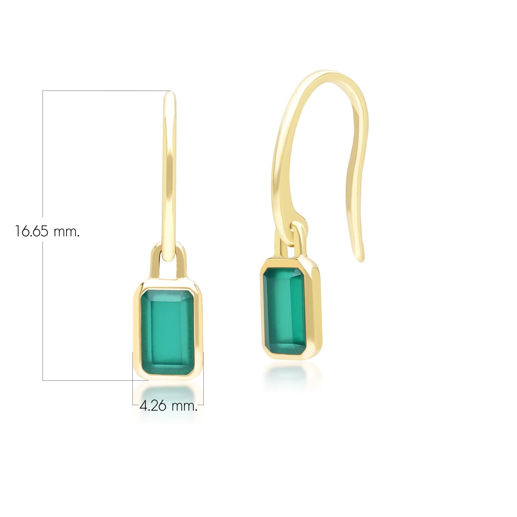 Klassische Baguette-Chalcedon-Tropfenohrringe in 9 Karat Gelbgold