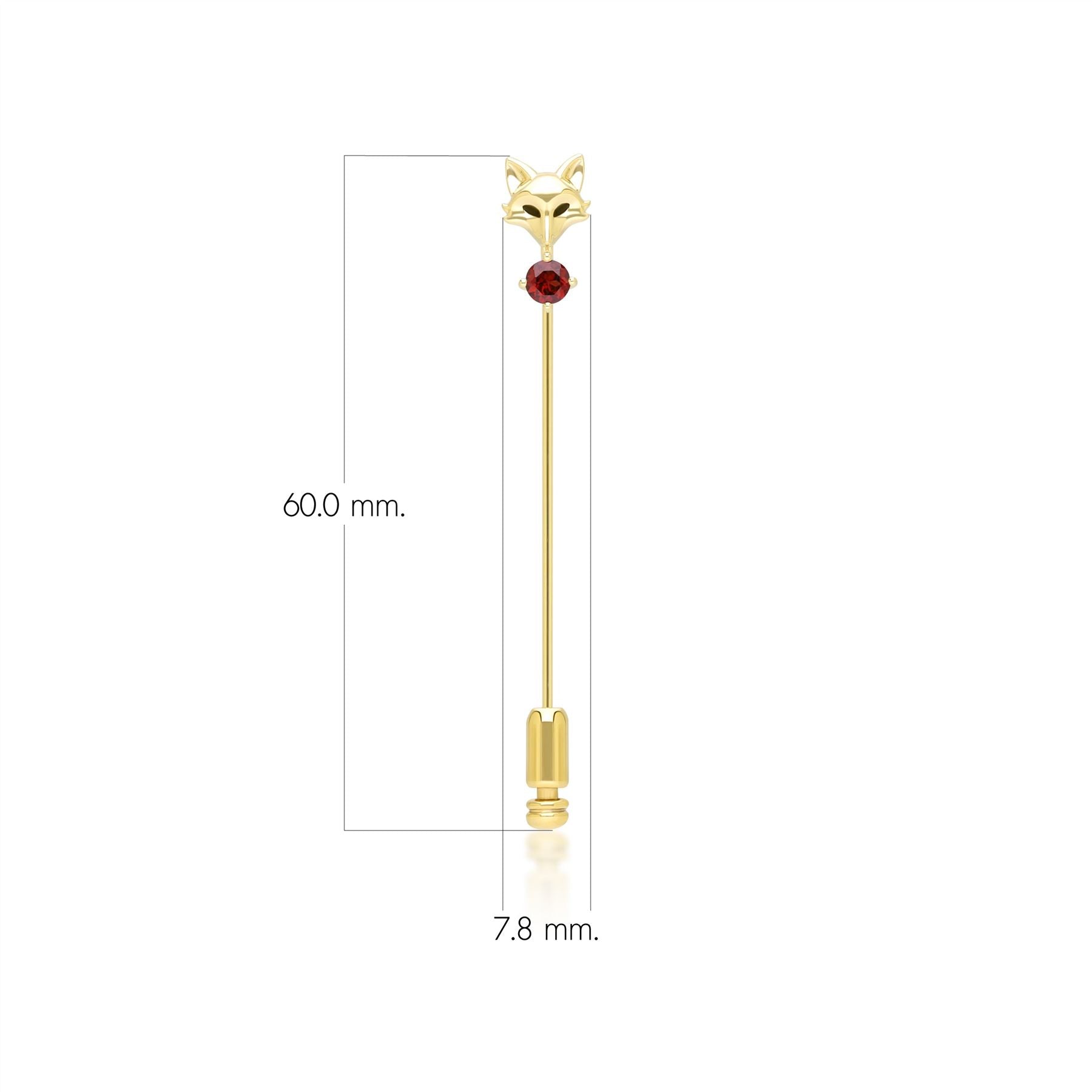 Gardenia Garnet Fox Lapel Pin In 9ct Yellow Gold