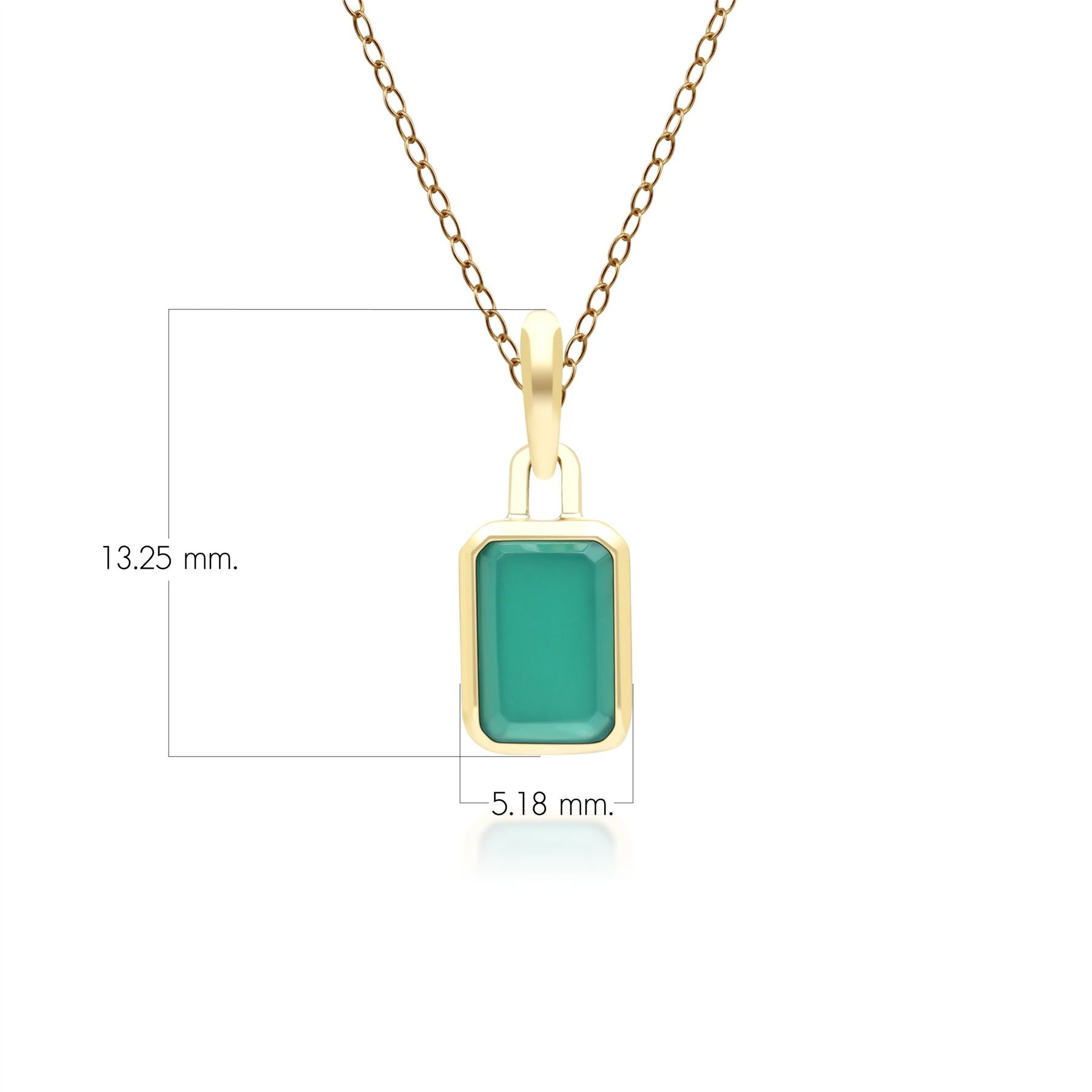 Klassische Halskette mit Baguette-Chalcedon-Anhänger, Gelbgold 9 Karat