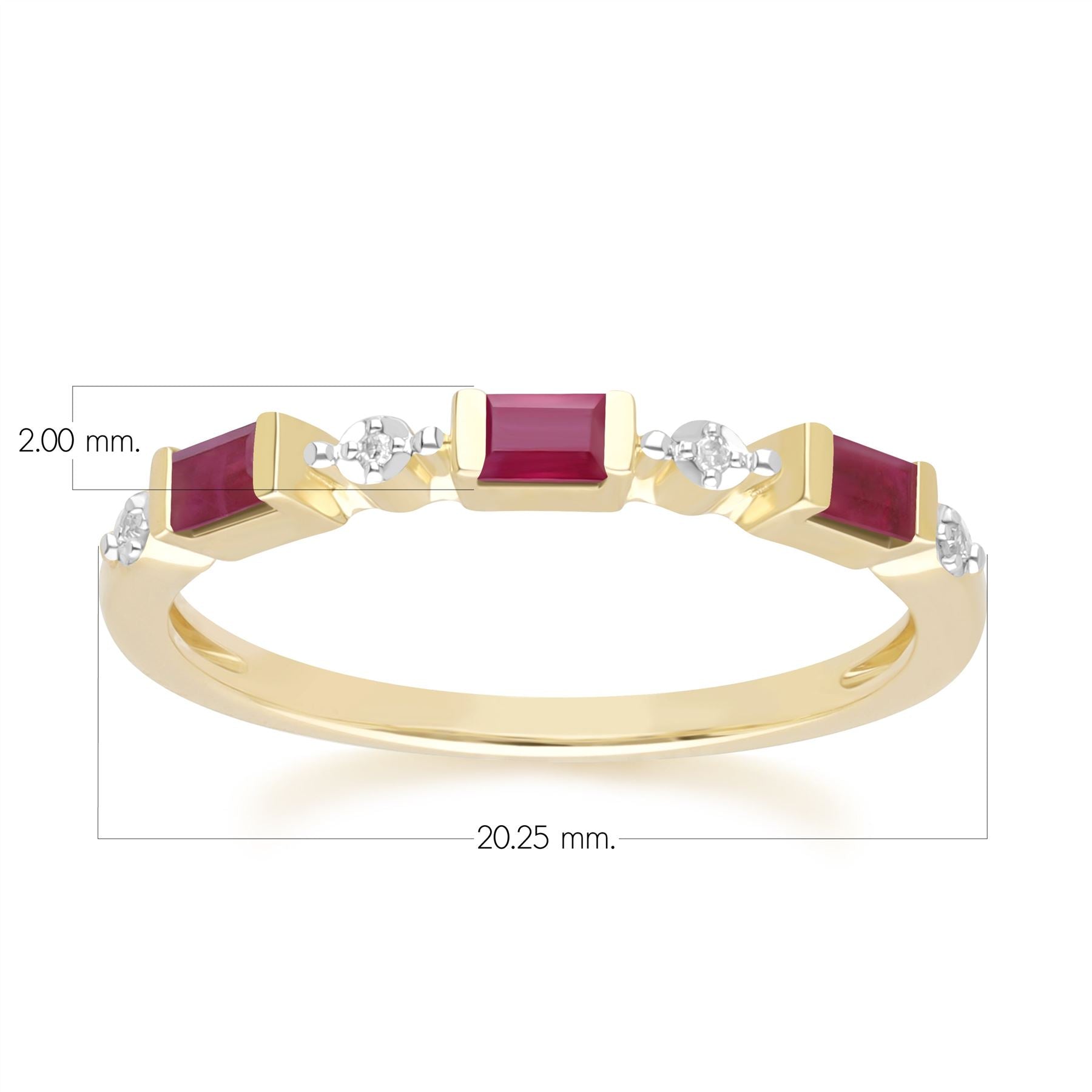 Klassischer Baguette-Rubin- und Diamant-Eternity-Ring in 9 Karat Gelbgold