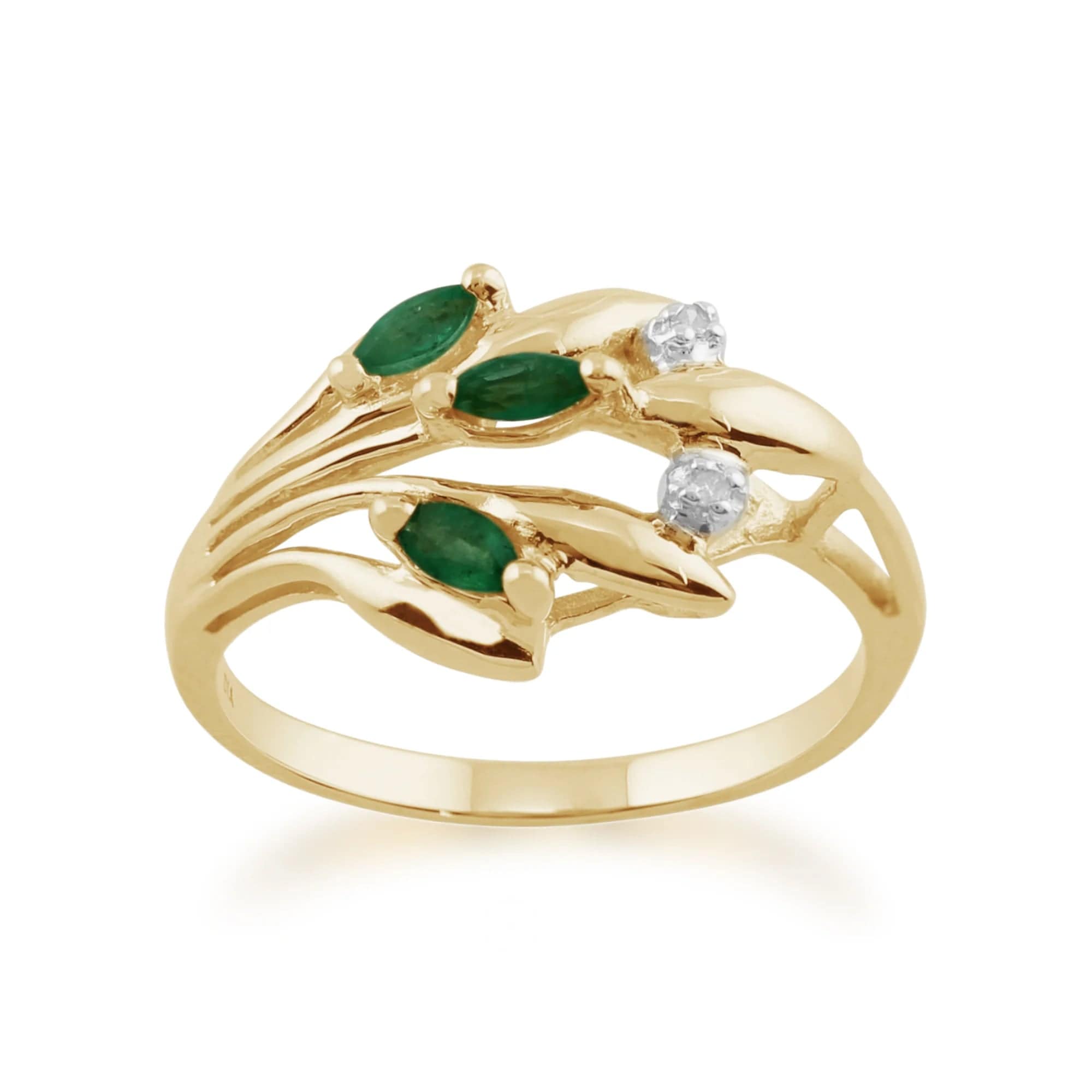 floral-marquise-emerald-diamond-ring-in-9ct-yellow-gold-11240 side