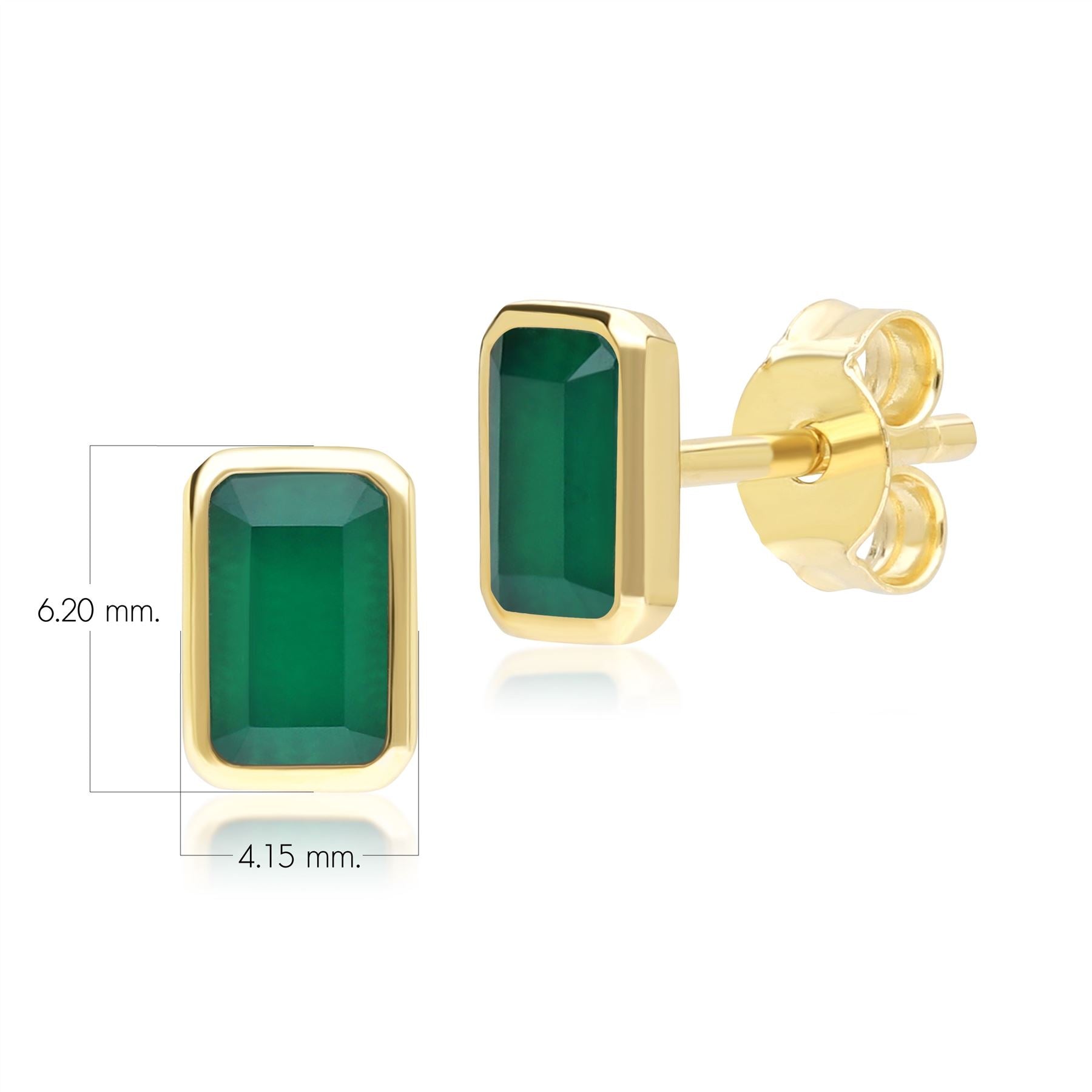 Klassische Baguette-Chalcedon-Ohrstecker in 9 Karat Gelbgold