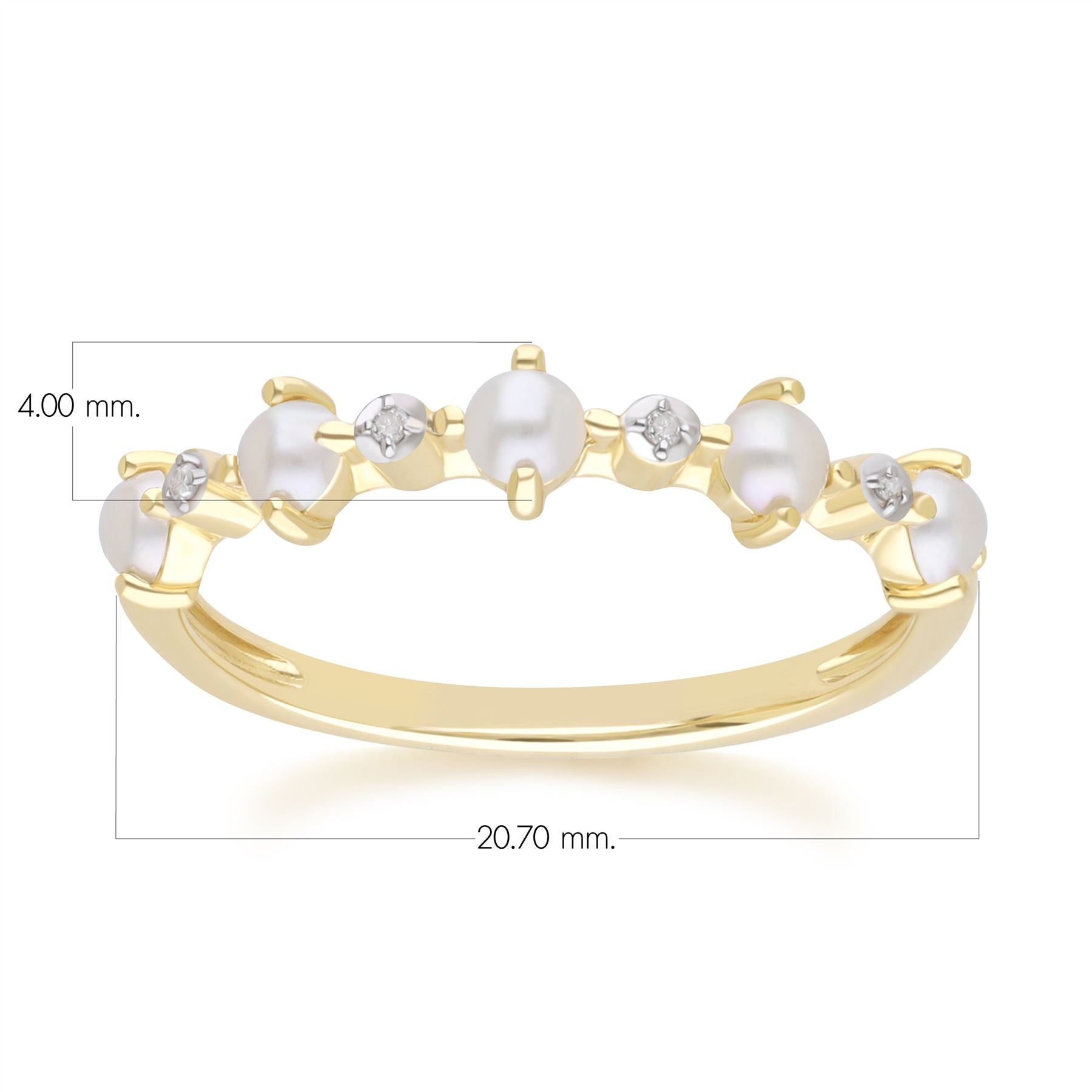 Klassischer Perlen- und Diamant-Eternity-Ring aus 9 Karat Gelbgold