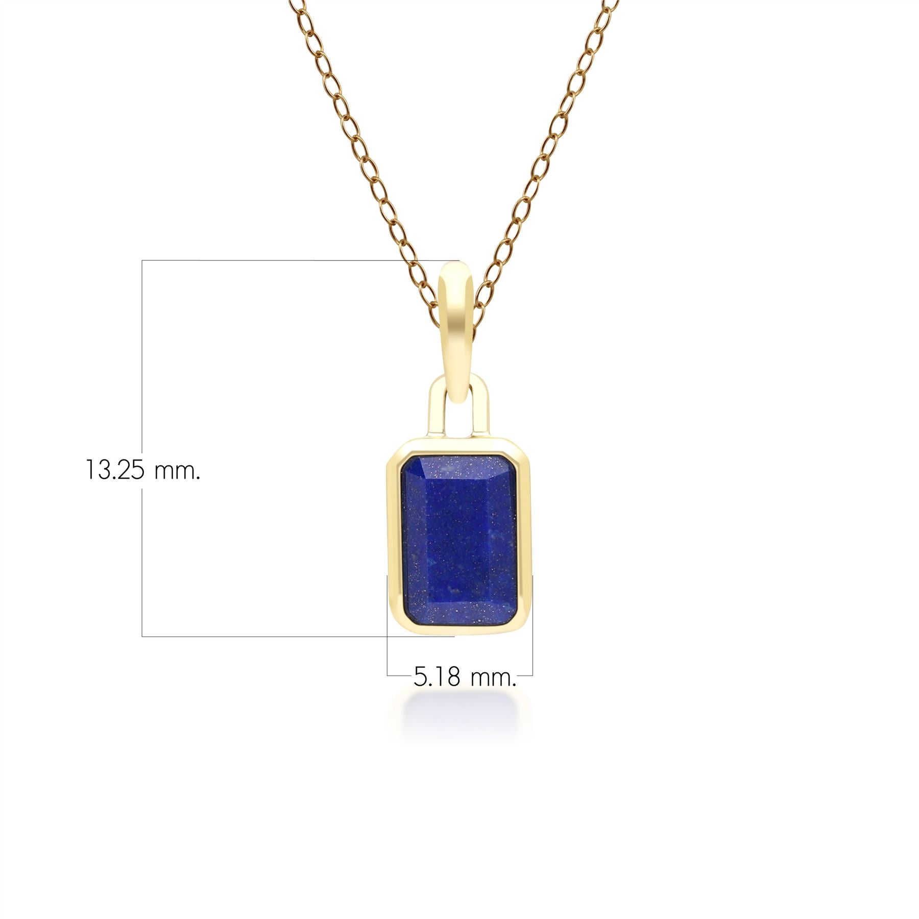 Klassische Halskette mit Baguette-Lapislazuli-Anhänger, Gelbgold 9 Karat