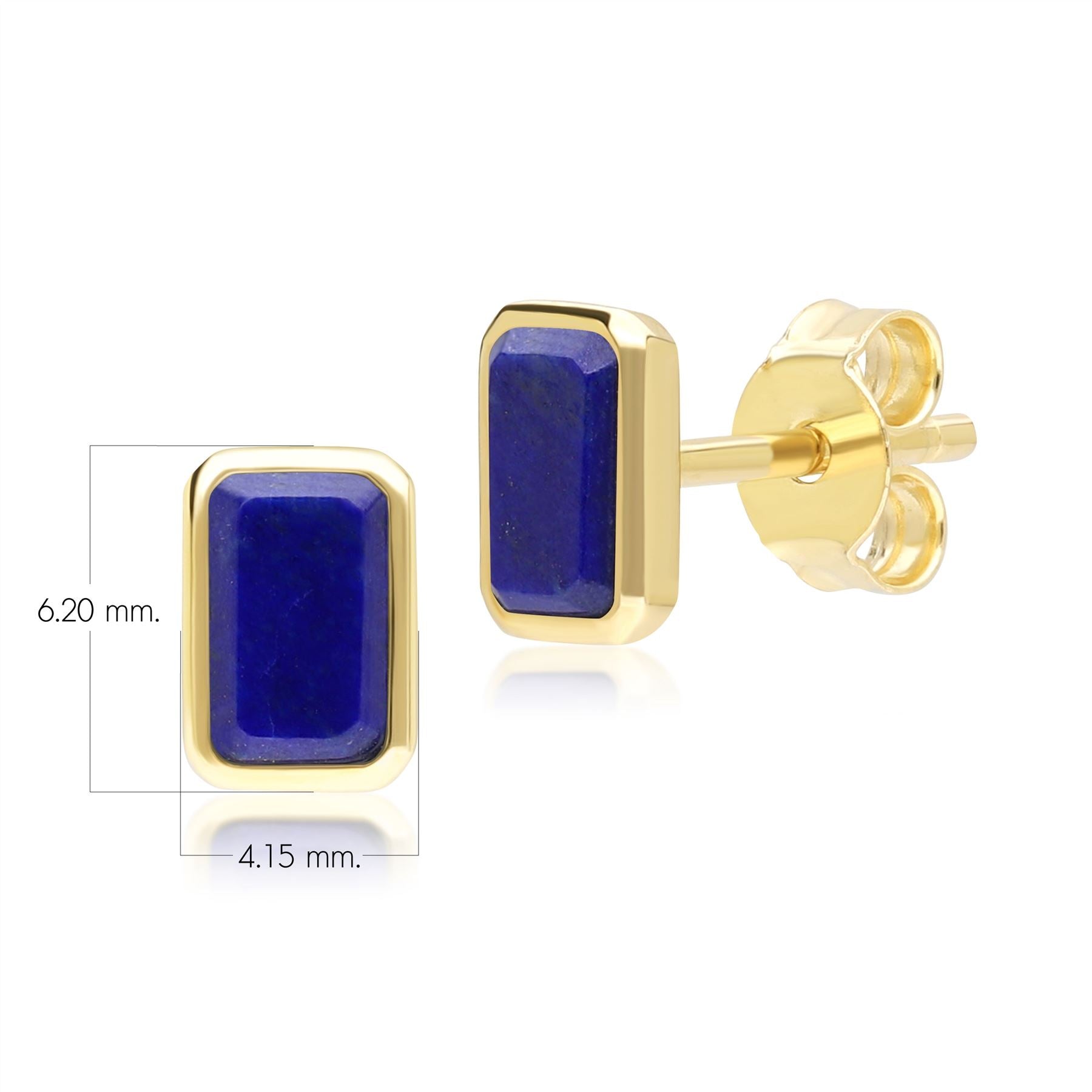 Klassische Baguette-Ohrstecker aus Lapislazuli, Gelbgold 9 Karat