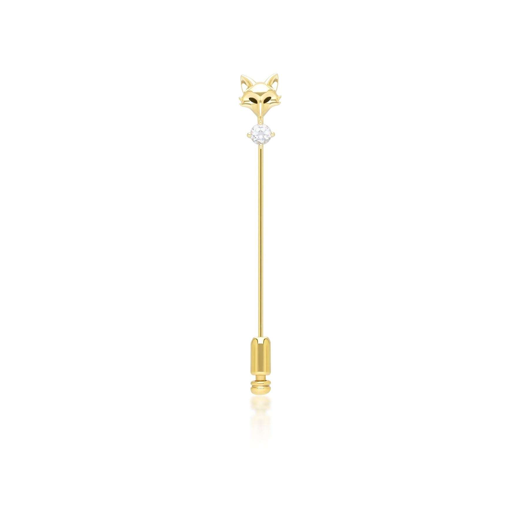 Gardenia Topaz Fox Lapel Pin In 9ct Yellow Gold