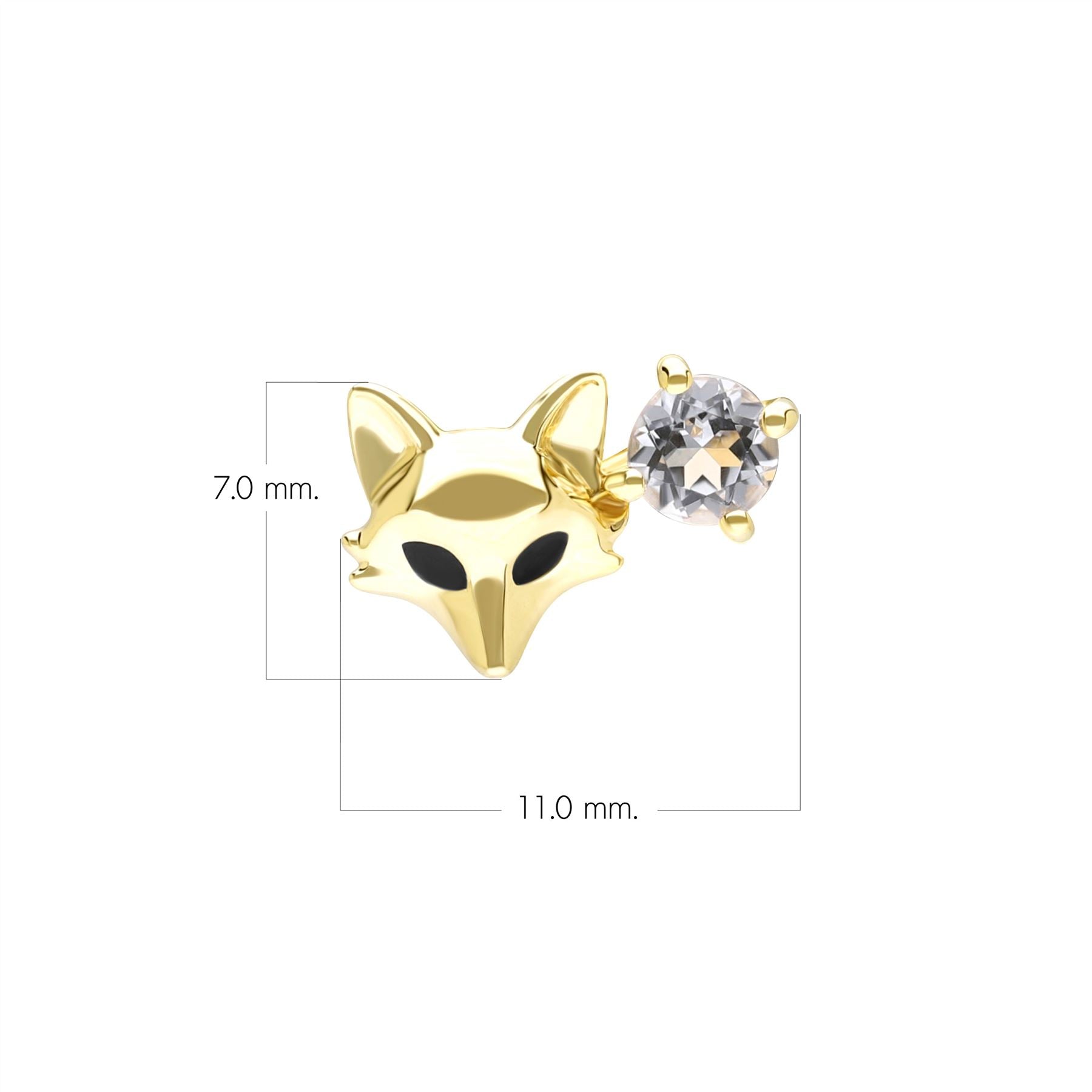 Gardenia Topaz Fox Pin In 9ct Yellow Gold