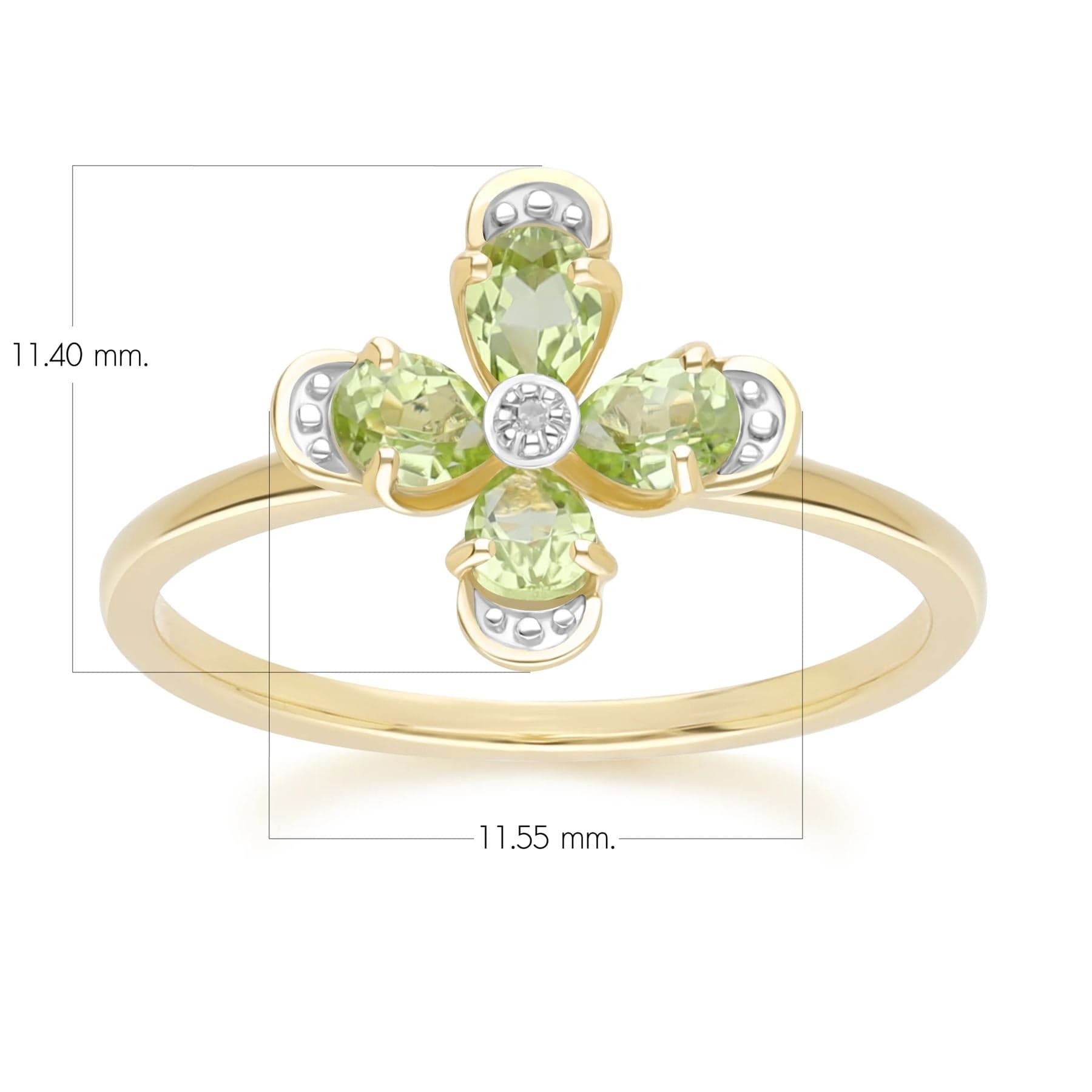 Floraler Peridot- und Diamantring in 9 Karat Gelbgold