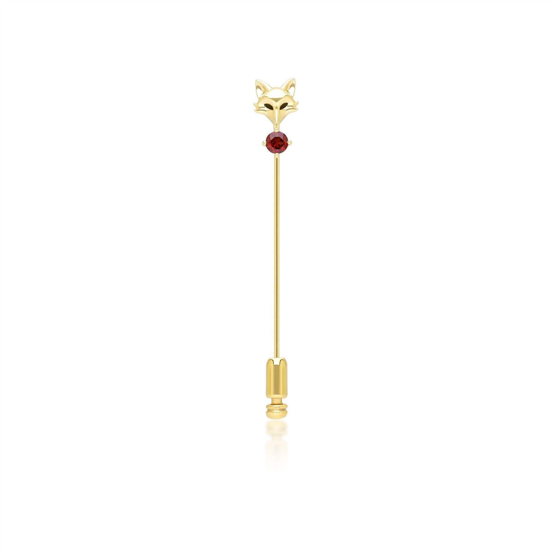 Gardenia Garnet Fox Lapel Pin In 9ct Yellow Gold