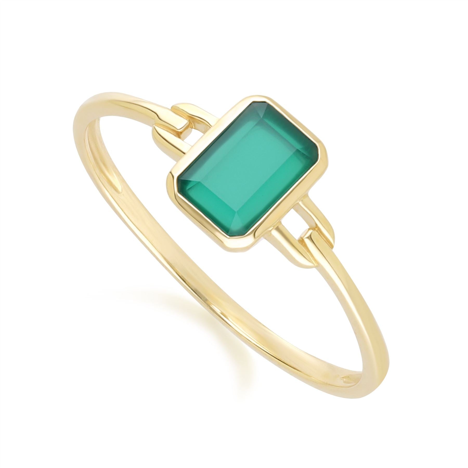 Klassischer Baguette-Chalcedon-Ring in 9 Karat Gelbgold