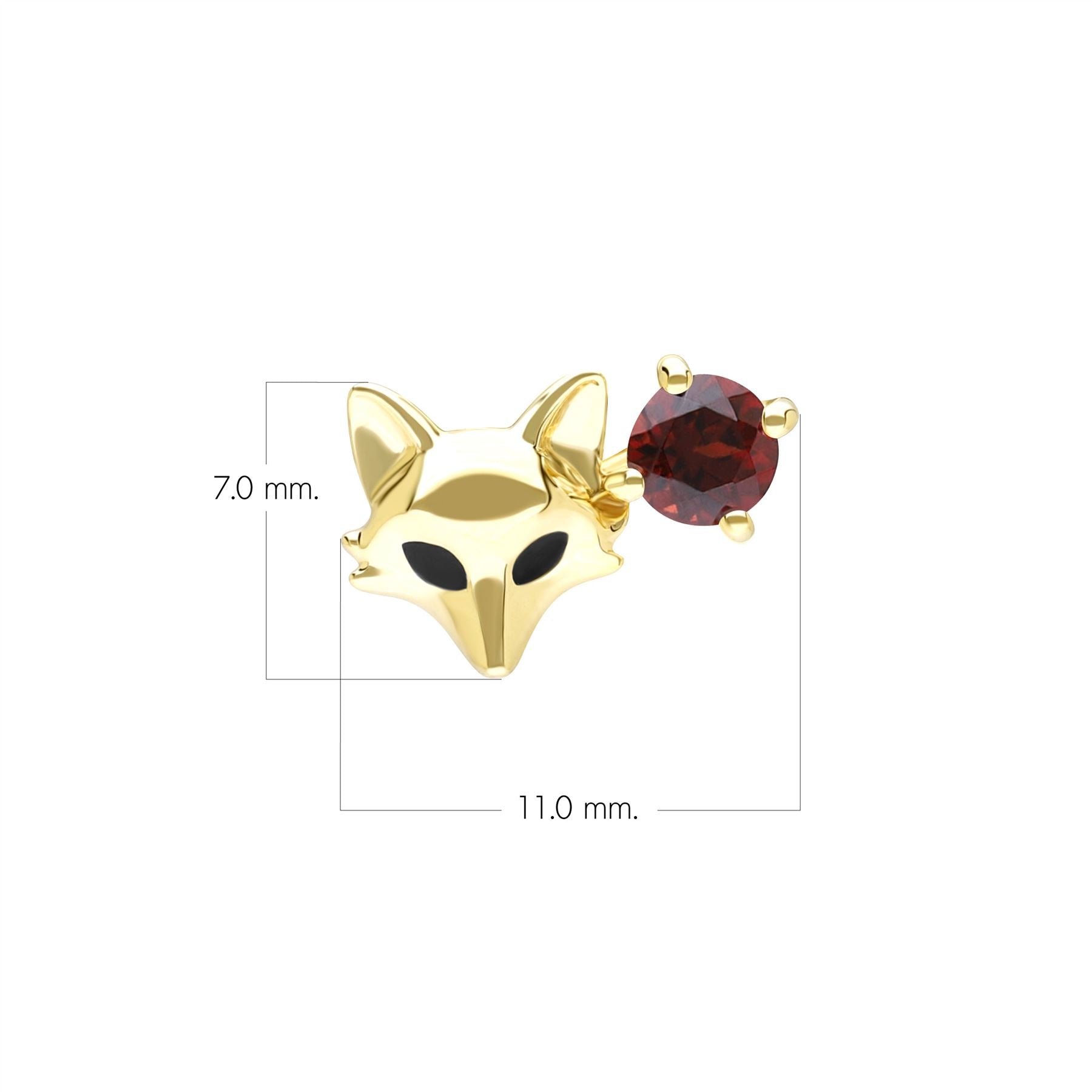 Gardenia Garnet Fox Pin In 9ct Yellow Gold